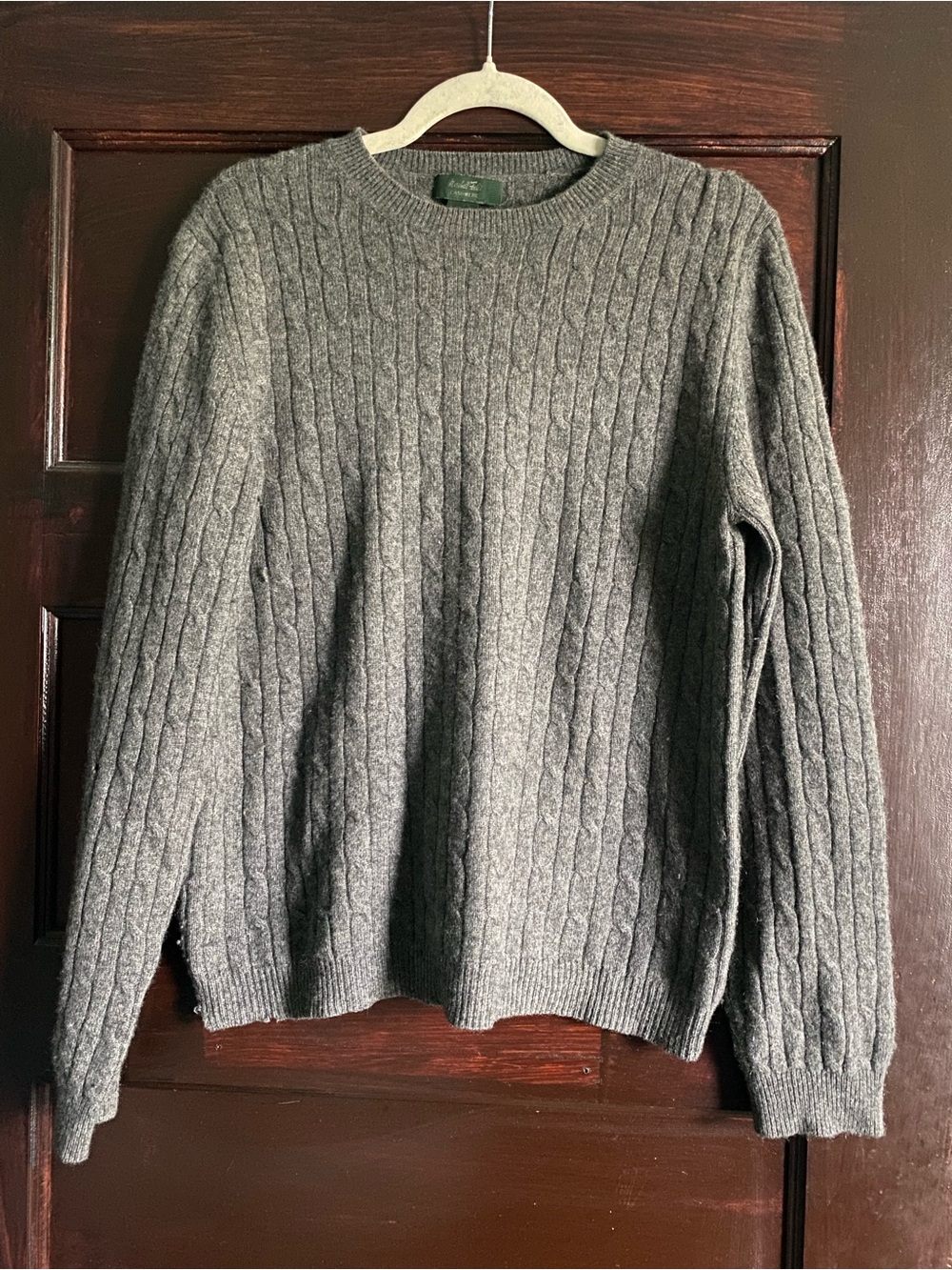 Marshall Field’s 100% Cashmere Cable Knit Crewneck Sweater Charcoal Gray XL